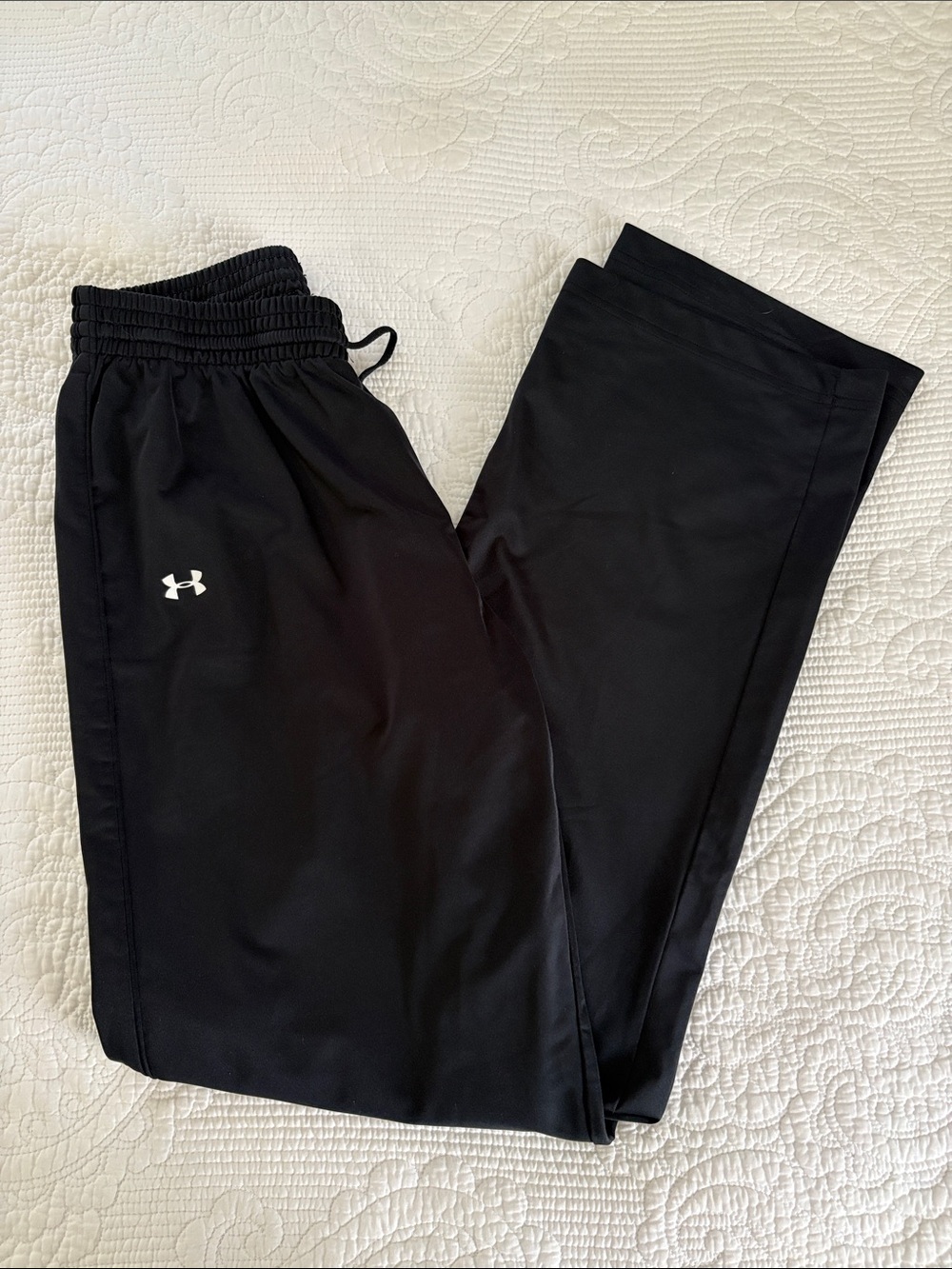 Under Armour Black Track Pants with White Logo